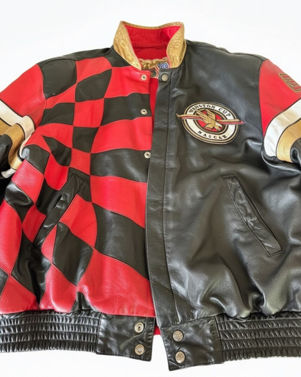 Vintage Jeff Hamilton NASCAR Winston Cup Leather Racing Jacket XL JH Design 90s